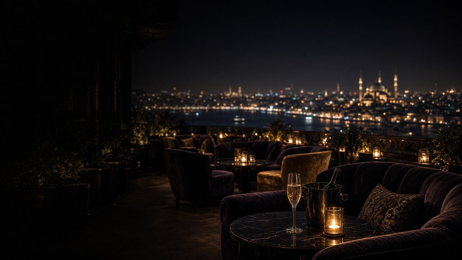 İstanbul'da akşam şehir ışıkları